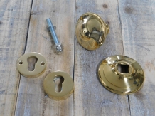 Fixed door knob - polished brass - with security roses