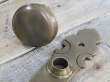 Half set of door hardware PZ92 - knob with long plate - patinated brass