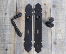 Room door hardware set BB 72 - door knob + latch retro antique iron dark brown for interior doors