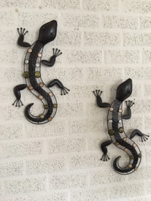 1 pair of Salamanders - lizards made of iron, full collor, beautiful!