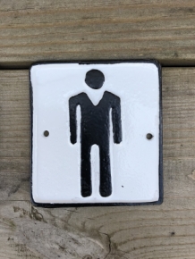 Set of signs for toilet door, cast iron painted, Man + Woman