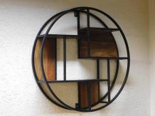 Industrial wall rack Xl - round - mango wood and metal