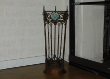 Umbrella stand - wrought iron with hardwood base