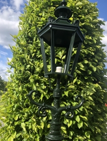 Outdoor lamp, lantern Amsterdam with ceramic fitting and glass, cast aluminum, 320 cm.