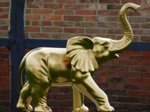 Statue Elefant - Keramik - Mattgold