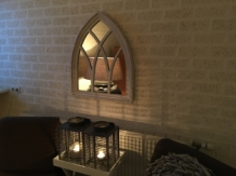 1 Mirror window with wooden frame in white wash