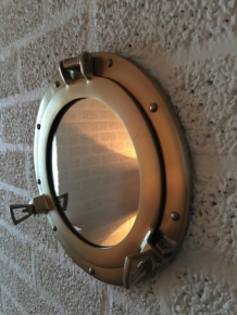 Brass ship window mirror foldable, beautiful.