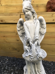 Stone statue, angel standing with basket, beautiful heavy statue!!