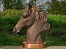 Statue horse's head - alu - copper-look base> Last one!