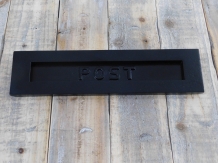 Letter slot post flap, iron, painted black with flap spring