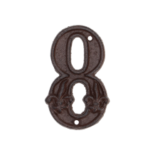 House number - digit 8 - cast iron brown