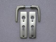 Door handle set with straight shields - PC 55 - Alu