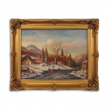 Schilderij van een prachtig winters landschap in mooie lijst.