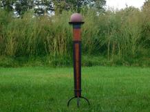 Classic Torch as Candle Holder - of Wood and Wrought Iron - Square