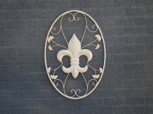 Large Wall Ornament - French Lily - Wrought Iron - Antique White