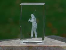 Statue Golfer in Glas - 3D - Marmorsockel