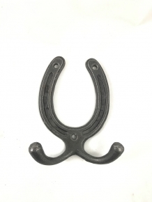 Wall coat rack horseshoe cast iron, 2 hooks, small