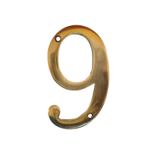 House number 9 - Brass - Glossy