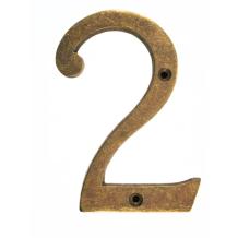 House number ‘2’, antique brass