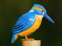 Handgemaakte IJsvogel - Vol in Kleur - Hout