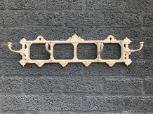 Antique white wall coat rack with rotating hook, cast iron - Shabby look - painted