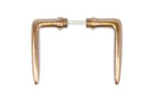 Brass handles, door set, solid patinated