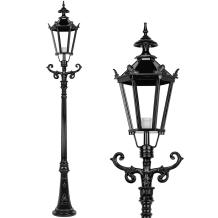 Classical lantern 'Barcelona' - outdoor lamp with ceramic socket and glass, alu green or black, 275cm