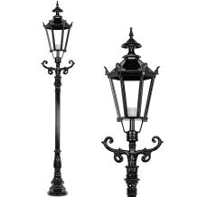 Outdoor lamp, lantern with ceramic fitting and glass, cast aluminium, 235 cm-black or green