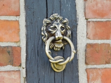 Doorknocker lion, antique iron - black/brass colour