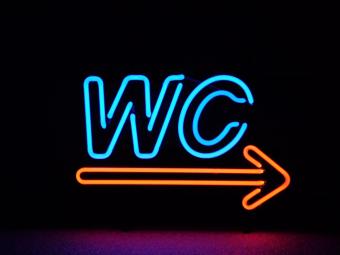 Neon --> WC - 50 cm - Blau mit Rot