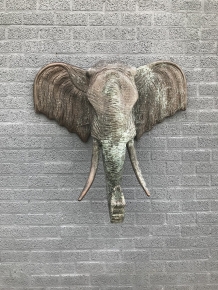 Large wall ornament of an elephant, copper look, very large!