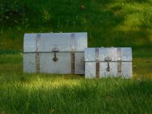 Set of 2 Vintage Storage Chests - Metal - Grey