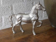 Horse made of aluminum, nickel plated, animal figure