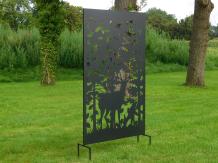 Privacy Screen with Deer Design - Black - 187 cm High - with Garden Sticks