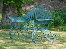 Rocking bench - petrol blue - wrought iron