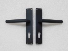 Set of Door Hardware with Long Plates - PC 72 - Grainy Black