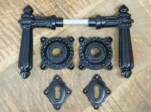 Set of door hardware - black - BB Castle - iron