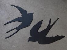 Set of 2 Swallows - silhouette - metal matt black - wall deco