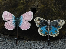 Set of 2: coat rack butterflies - blue & pink - handmade from metal