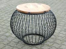 Tafel rond - van mangohout en metaal - industrieel design