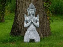 Statue Temple Keeper - Grey with White - Polystone