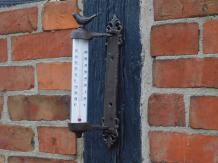 Rahmenthermometer mit Vogel - Gusseisen - wetterfest