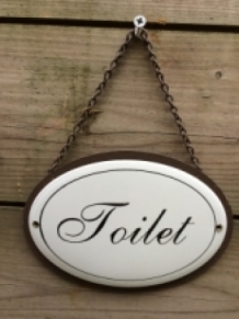 WC door sign, enamel, black on white