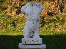 Man Torso on Pedestal - 100 cm - Solid Stone