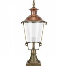 Lamp brass-copper round glass on base, great look!!!