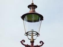 Garden lantern, cast iron outdoor lamp with brass and copper lampshade