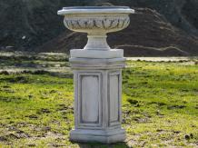 Garden Vase with Leaves on Pedestal - 77 cm - Stone