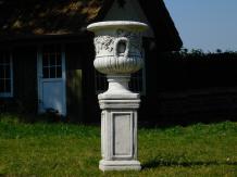 Garden Vase with Grapes on Pedestal - 97 cm - Stone