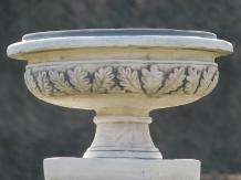 Garden Vase with Leaves - Round - Stone