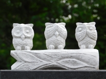 Owls - hear, see & speak no evil - full of stone